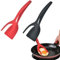 MANTIANXINGSHENL Nylon 2pcs 2 in 1 Grip and Flip Spatula Egg Flipper Spatula Pancake Bread Fish Barbecue Steak Home Kitchen Cooking Tool Black/Red