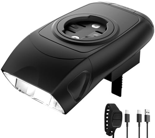 GHB Luz Bicicleta Delantera Compatible con Garmin Ciclocomputadores Luz Delantera Bicicleta 6 Modos Luces de Circulación Diurna Recargable Tipo-C IPX6 para Ciclismo