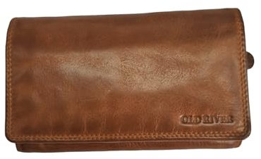 Old River Damen Leder Portemonnaie, Geldbörse Mittelgroß, Damen Börse gewaschenes Leder