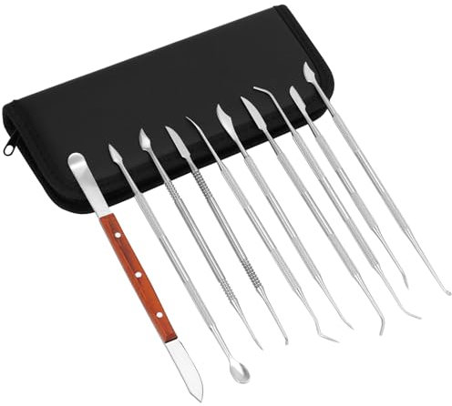 QWORK® 10 Piezas Herramientas para Tallar Cera, Herramienta para Tallar de Doble Punta, para Arcilla, Cerámica y Cera