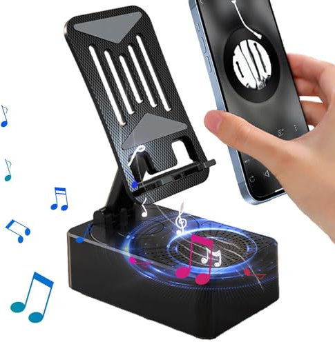 Altavoz inalámbrico con soporte, soporte para teléfono móvil, soporte giratorio para teléfono móvil, soporte portátil para teléfono, soporte ajustable para teléfono con altavoz para el hogar, cocina y