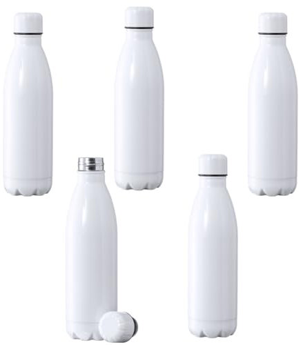 Pack 5 botellas térmicas para sublimación, 500 ml, acero inoxidable