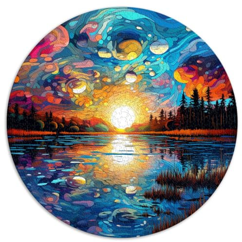 1000 Piece Jigsaw Puzzle,Mazury Lake District,Circular Jigsaw Puzzles,for Adults Kids 12+,Cardboard puzzles,Family Fun Puzzle by size，67.5x67.5