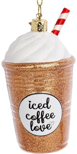 SIKORA Eiskaffee to go besondere Weihnachtskugel Glas Christbaumschmuck Deko Figur Weihnachten Anhänger Ornament - Trend Line - BS677