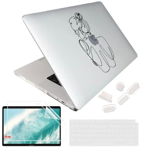 MUSHUI 4 in 1 Custodia per MacBook Air 13 Pollici 2017–2010 (Modello: A1466 / A1369), Ultra Sottile Cover Rigido in Plastica & Copertura Tastiera + Proteggi Schermo, X66-28