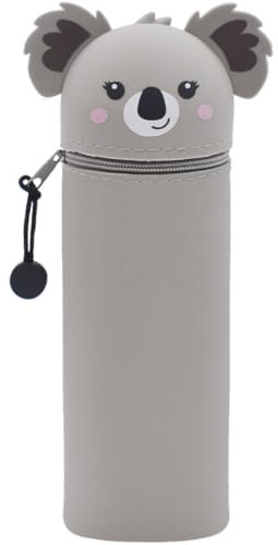 QRKPVHD Kawaii Federmäppchen, mäppchen, 2-in-1 Weiche Silikontasche, Federmäppchen, Stand Up Federmäppchen, Tier Stifthalter, Stifthalter Bleistifttasche Mädchen Junge (Brauner Koala)