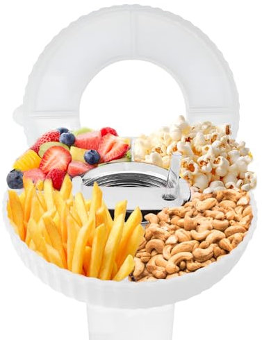 Stanley Cup Snack Tray, Stanley Snack Tray For Stanley Cup Silicone Snack Bowl For Stanley Cup Accessories Snack Plate, Fits 40 Oz Quencher H2.0 Cup(White-No Cups)
