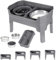 Holdfiturn Elevated Dog Bowls Raised Dog Bowl Stand with Slow Feeder Bowl & Plate & Non-Spill Slow Water & Stainless Steel Dog Food Bowls 4 Height Adjustable Bowls Stand for Medium & Large Dogs Grey