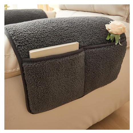 Armlehnenbezüge kopfschutz für sofa couch überzug u form xxl armbezug, sesselbezüge klein kopfstützenschutz abdeckung armlehnen organizer arm armrest cover armlehne bezug 19(Schwarz Grau,Armlehne 1 St