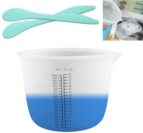 1000ML Große Silikon Mischbecher Messbecher für Epoxidharz Wiederverwendbare Silikonschüssel Handmade für Gießformen Basteln, Schmuckherstellung