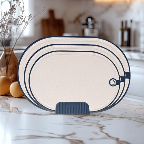 DOKKOME Schneidebrett Set 3PCS Kochbrett aus Kunststoff BPA-frei Hackbretter für Fleisch Brett Küche Cutting Board Chopping Board Spülmaschinenfestem Schneidebrett Blau