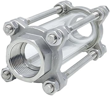 CIJIAOPOYU Mirilla de Acero Inoxidable 304 con Rosca Hembra CHS11F-150, Mirilla de Vidrio for tubería, indicador de Flujo de Agua de 4 Puntos((304NPT) DN25(1 Inch))