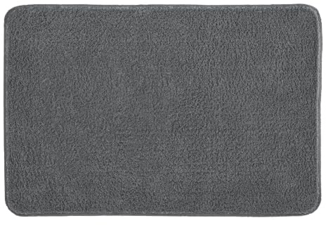 Kleine Wolke Badteppich Ricco Schiefer 65 x 115 cm | OEKO-TEX zertifiziert, rutschhemmende Unterseite, für Fußbodenheizung, maschinenwaschbar, 100% Polyester