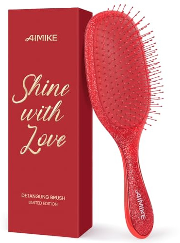 AIMIKE Haarbürste ohne Ziepen, Detangler Bürste mit weichen Borsten, schmerzfreie Entwirrungsbürste für hartnäckige Knoten, besonders sanft zu feinem Haar, ideal für Kopfhautpflege und Massage