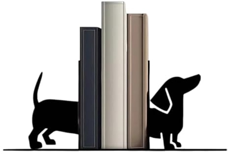 Serre-livres en forme de teckel - En métal - - Pour livres - En forme de teckel - Antidérapant - Pour la maison, le bureau