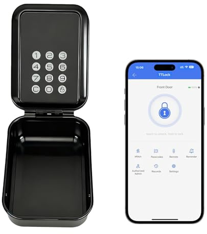 Smart Schlüsseltresor – Bluetooth-Schlosskästchen mit TTLock-APP und 12-stelligen PIN-Code, Wetterfester Schlüsselsafe für Haus, Garage, Wohnung und Ferienunterkunft