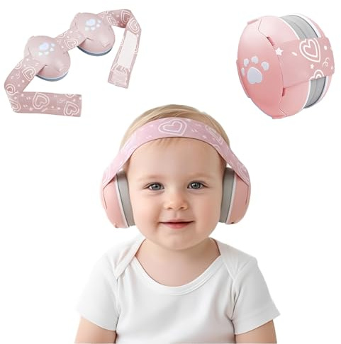 YingErTool Protection auditive en forme de cœur pour bébé 25 dB, casque pour nourrisson de 0 à 36 mois, protection auditive sûre et apaisante, idéale pour les voyages, le sommeil