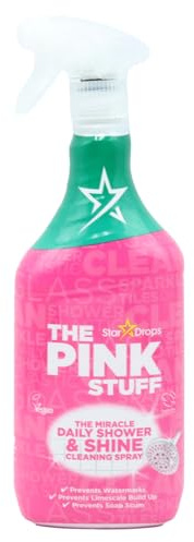 The Pink Stuff Shower & Shine Spray 850ml – Streak Free Bathroom Cleaner for Showers, Glass & Tiles – Removes Limescale, Soap Scum & Water Marks