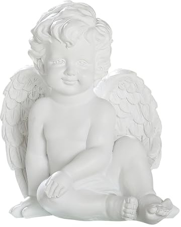 CULT at home deco ängel figur – skyddsängel ängel figurer för kyrkogård gravdekoration av konstharts – väderbeständig gravdekoration – gravsmycke ängel gåva sorg hopp – vit höjd 17,5 cm