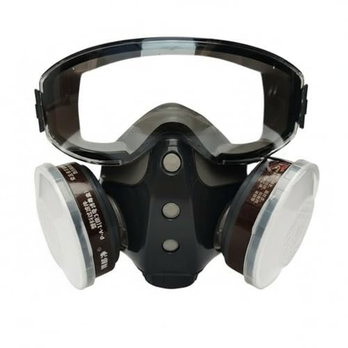 Generisch Atemschutzmaske mit Integrierter Schutzbrille und Filter, Respirator für Lackieren, Schleifen, Epoxidharz, Schutz vor Staub, Gasen und Dämpfen (Schwarz)