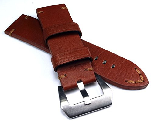 Handmade Herren Leder Uhrenarmband 24mm Braun B19