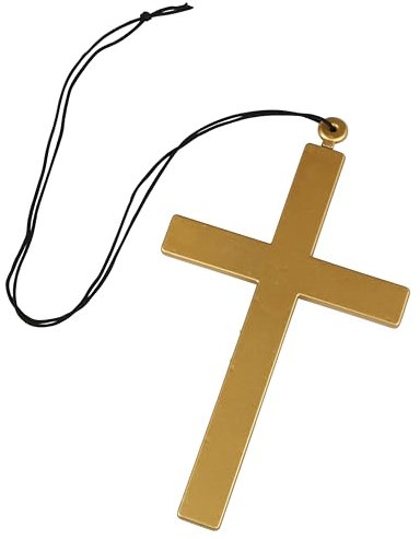 Adults Monks/Nun Gold Cross Necklace 23cm Fancy Dress Accessory