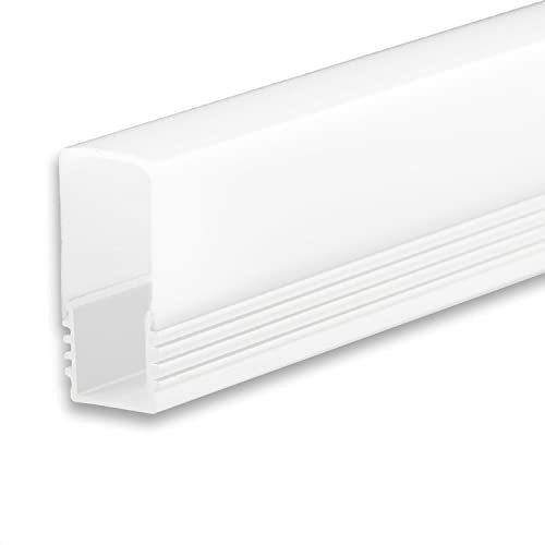 INNOVATE 2M Aluminium Profil - Alu Profil Schiene Leiste LED Streifen - U-Profile für LED Stripes LED Streifen (Alu U-Profil bis max. 12mm Breite weiss - hohe milchige Abdeckung)