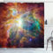 ABAKUHAUS Weltraum Duschvorhang, Sterne und Nebel, mit 12 Ringe Set Stielvoll Modern, 175x200 cm, Mehrfarbig Orange