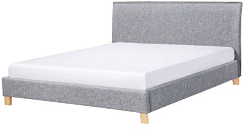 Beliani Polsterbett Leinenoptik grau Lattenrost 160 x 200 cm Sennez