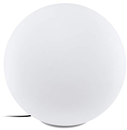 EGLO LED Garten Kugel Monterolo, runde Gartenlampe, Gartenbeleuchtung aus weißem Kunststoff, inkl. E27 Leuchtmittel, warmweiß, Ø 60 cm, IP65