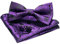 JEMYGINS Paisley Lila Fliege und Einstecktuch mit Manschettenknöpfe Sets für Herren (10)