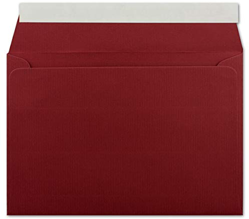 1000 gerippte Briefumschläge DIN C6 Dunkelrot - 11,4 x 16,2 cm - 100 g/m² Post-umschlag ohne Fenster Haftklebung mit Abziehstreifen - Colours-4-You