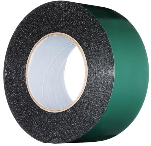 YoiYee Schwarzes, doppelseitiges Schaumstoff-Klebeband, stark klebend, grüne Folie, PE-Schwammstreifen, Montageband, 50 mm breit