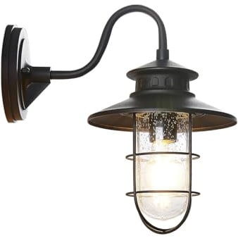 Lindby Wandleuchte aussen in schwarz, transparent, Aussenlampe Wand | Außenlampe IP44 Spritzwassergeschützt, E27, Antik, aus Aluminium, Glas für Balkon, Terrasse