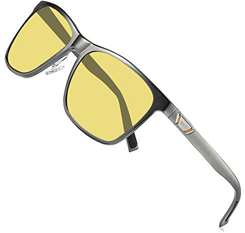 DUCO Nachtsichtbrille für Autofahrer Polarisierte Nachtbrille zum Autofahren Anti-Blendung HD Gelb Nachtfahrbrille Gläser Fahren Für Scheinwerfer Blendfreie Brillen 3029HY (Grau,Gelb)