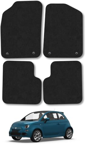 Fiat 500 (2012-2024) Carpet Car Mats | Black Edge Trim Tailored Fit Floor Mats Full Coverage Protection Accessories Easy Clean Anti Slip Made in the UK