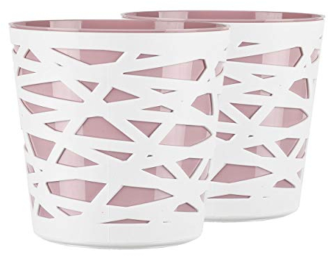 Tymar Pot de Fleurs, Pot de Plantes en Plastique, Lot de 2, Forme Ronde (ø 17cm, Rose poudré)