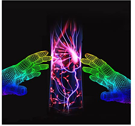 AXTMR Sprachgesteuerter zylindrischer Blitz plasmaball, magischer Plasmakugel ​mit Elektronen, kann als Geschenk und Innendekoration verwendet Werden,red Voice,10 * 40cm