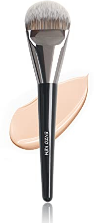 ENZO KEN Pinceau Plat pour Fond de Teint Liquide, Grand Pinceaux Large pour Contour du Visage, Pinceau Bronzant Surdimensionné pour Contour Crème, Dissimuler, Masque Facial, Blush Humide. 820B