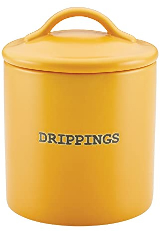 Ayesha Curry Ceramics Bacon Grease Jar/Container, 21 Ounce - Mustard