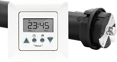 NOBILY Profi-Set Rollladenmotor mit 20Nm Zugkraft und elektronischer Endabschaltung PE5 inkl. Zeitschaltuhr Vestamatic Time Control ultraweiß