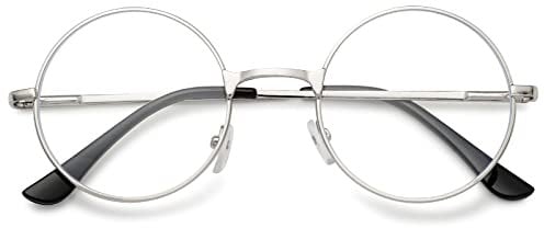 MAGIMODAC Rund Blaulichtfilter Lesebrillen Herren Damen Metall Anti Blaues Licht Lesebrille Flexible Retro Computer-Lesebrille Anti-Müdigkeit Silber +4.00