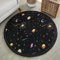 Loartee korallenrote Samtmatte Teppich Rund, als Krabbeldecke fürs Kind,2,5cm Dicker Kinderteppich,Stern schwarz,100cm