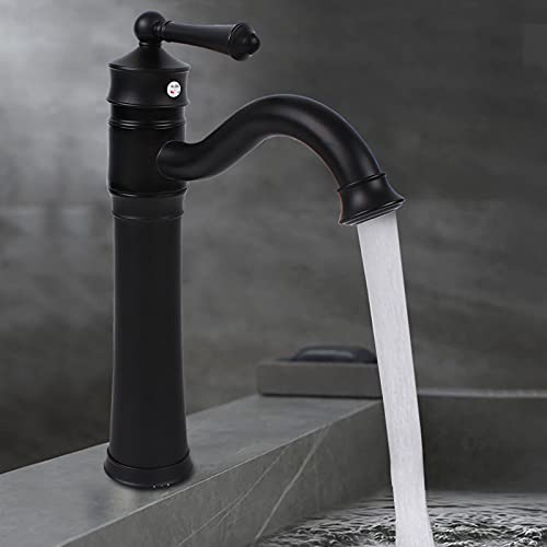 Wasserhahn Waschtisch Armatur Waschtischarmatur Retro Vintage 360° Mischbatterie Hoch Auslauf Schwarz für Badezimmer