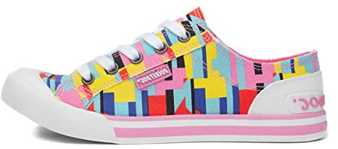 Rocket Dog Damen Jazzin Eden Stripe Cotton Walking Shoe, Pink multi, 37.5 EU
