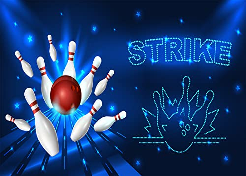 BELECO 2.1x1.5m Bowling-Hintergrund aus Stoff für Fotografie,Bowling-Geburtstagsparty-Dekoration,Hintergrund,Lasst Uns EIN Paar lustige Fotohintergründe anstoßen,Bowling-Thema,Kuchentischdekoration