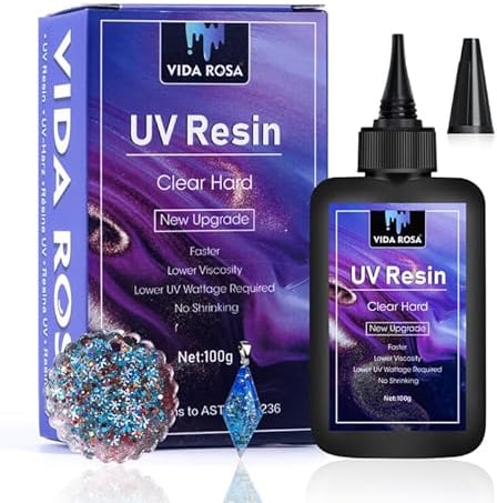 VidaRosa UV-Harz, 100 g, kristallklar, hart, UV-Harz, für die Schmuckherstellung, Anhänger, Ohrringe, Halsketten, Armbänder, Nagelkunst-Zubehör