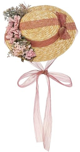 COSDREAMER Sonnenhut für Mädchen und Damen, Lolita-Spitzenbänder, Strohhüte