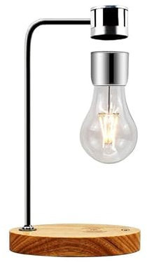 UVEHAS Levitierende Glühbirne Lampe mit drahtlosem Ladegerät, magnetische schwebende rotierende LED-Birne Schreibtischlampe Home Office dekorative Nachtlichter, kreative Geschenke (Silbrig)