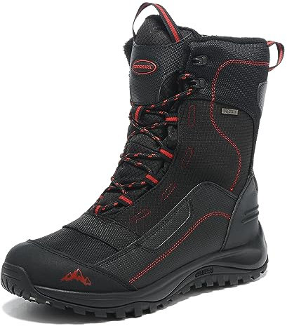 ROOKMARK Schneestiefel für Herren Warm Gefüttert Winterstiefel Wasserdicht Trekking Wanderschuhe (422-rot,42)